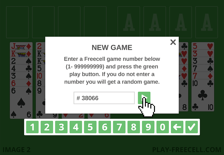 Play-freecell.com game number picker showing game 38066